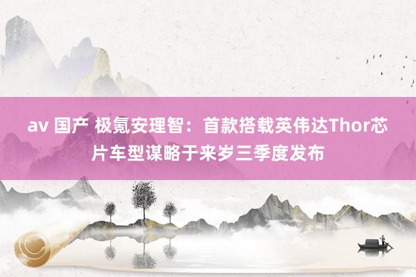 av 国产 极氪安理智:首款搭载英伟达Thor芯片车型谋略于来岁三季度发布