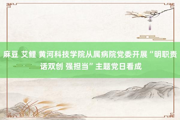 麻豆 艾鲤 黄河科技学院从属病院党委开展“明职责 话双创 强担当”主题党日看成